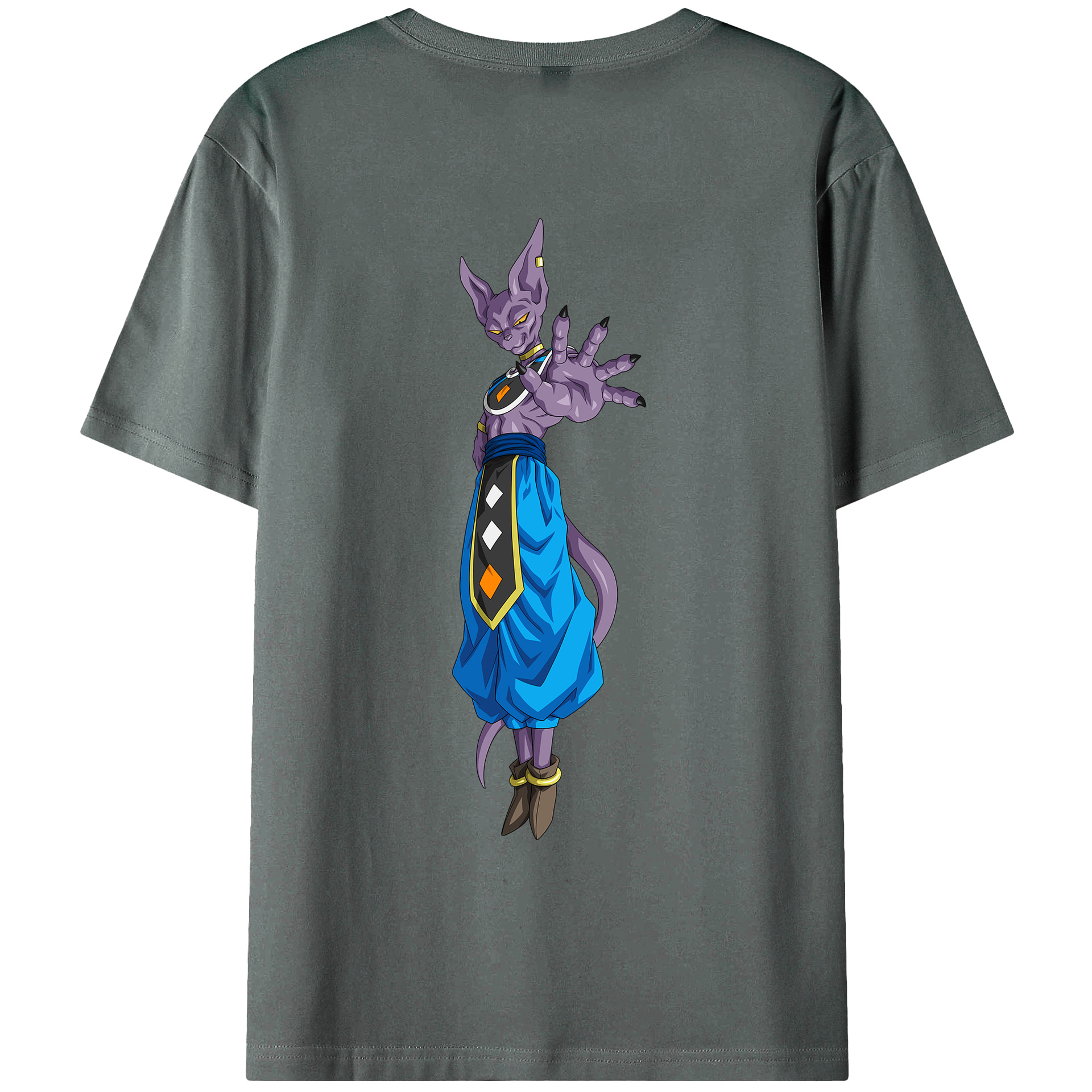 （画像用） ドラゴンボール ビルス 破壊神ビルス DRAGON BALL Beerus Birusu 綿100％ メンズ半袖Tシャツ（バックプリント） 通気性